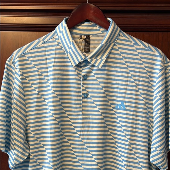 adidas Other - Brand New Adidas Blue & White Striped Mesh Print Stretch Tennis 🎾 Golf ⛳️ Polo!